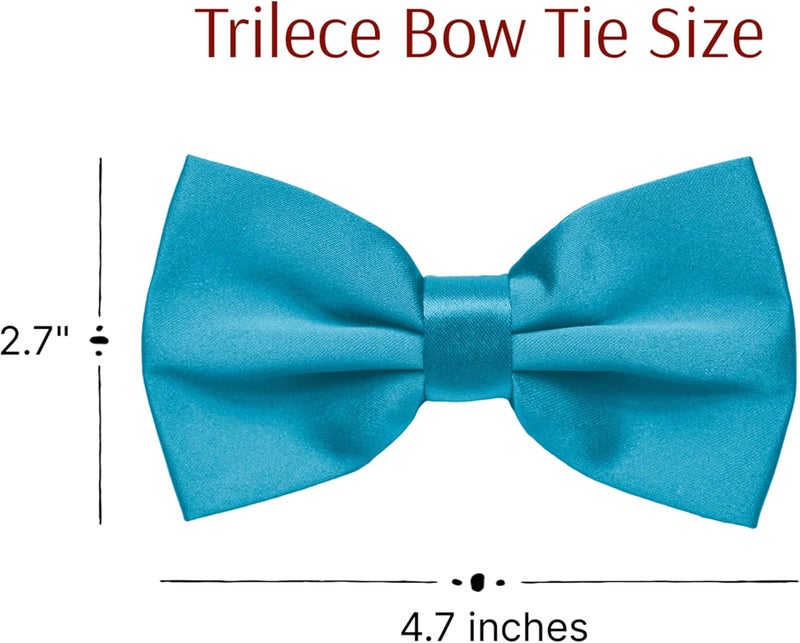 Trilece Bow Ties for Men - Mens Solid Color Formal Pre Tied Bowtie and Pocket Square Sets - Mens Bowties Bow Tie Sets - Image 2